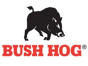 Black Warthog over the Bush Hog name in red